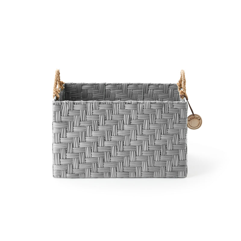 Home Outfitters  S/3 Rect Herringbone Weave W/ Rope Handles, Grey