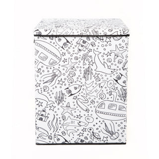 Kid'S Coloring Lidded Hamper W/ 4 Pack Of Washable Markers, Under Sea Print