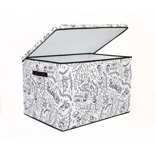 Home Outfitters Kids Coloring Medium Trunk with Lid, Jungle Print