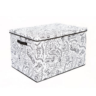 Home Outfitters Kids Coloring Medium Trunk with Lid, Jungle Print