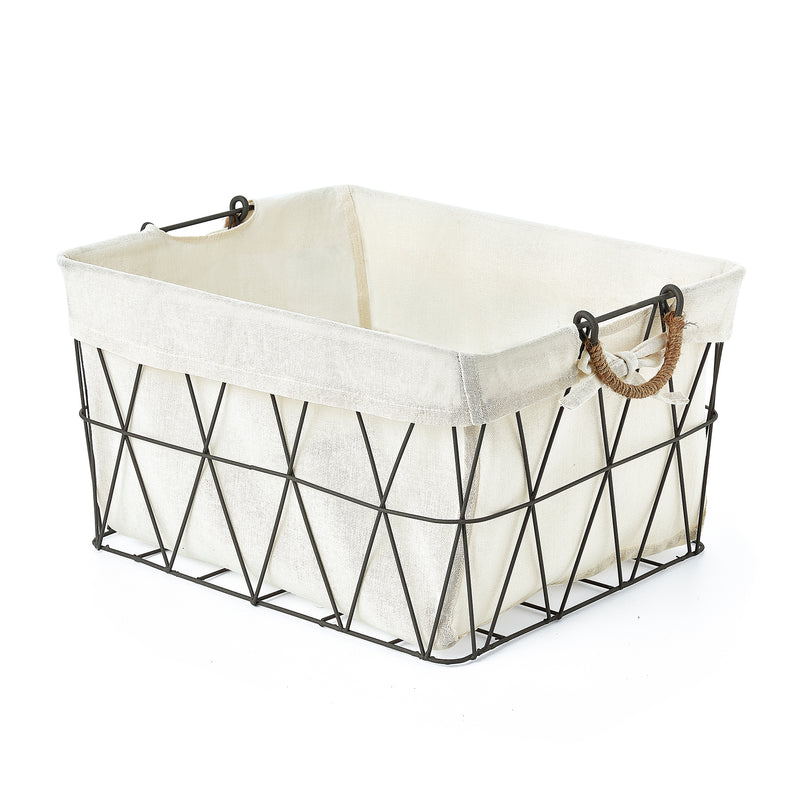 Home Outfitters S/3 Lined Tapered Rect Bins W/ Fold Down Binded Jute Handles, Gun Metal