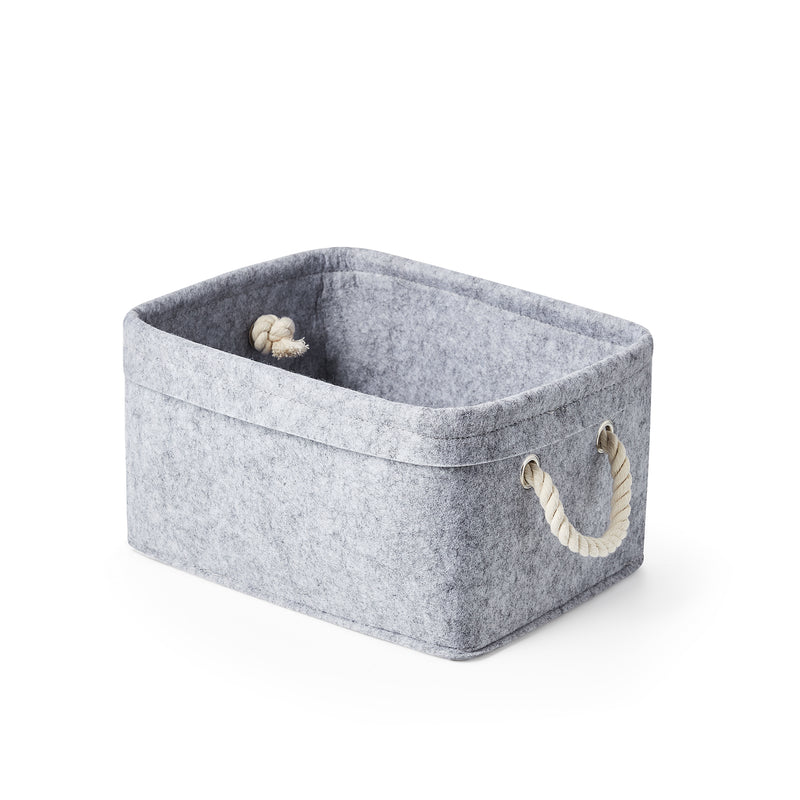 Home Outfitters S/4 Felt Storage W/ Rope Handles, Grey