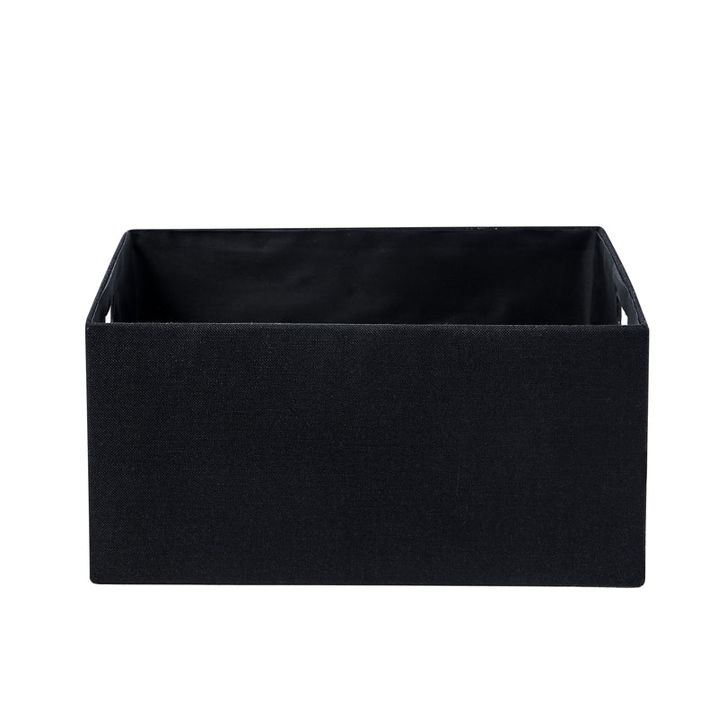 Home Outfitters S/3 Faux Linen Covered Cardboard Rect Storage Bins, Black