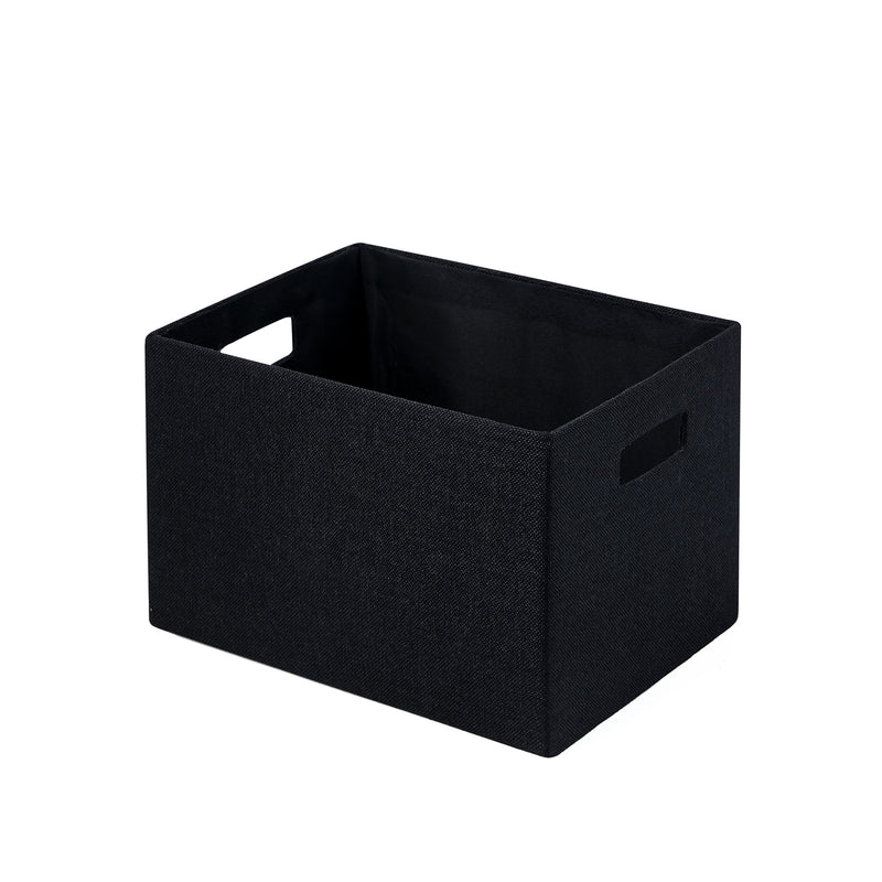 Home Outfitters S/3 Faux Linen Covered Cardboard Rect Storage Bins, Black