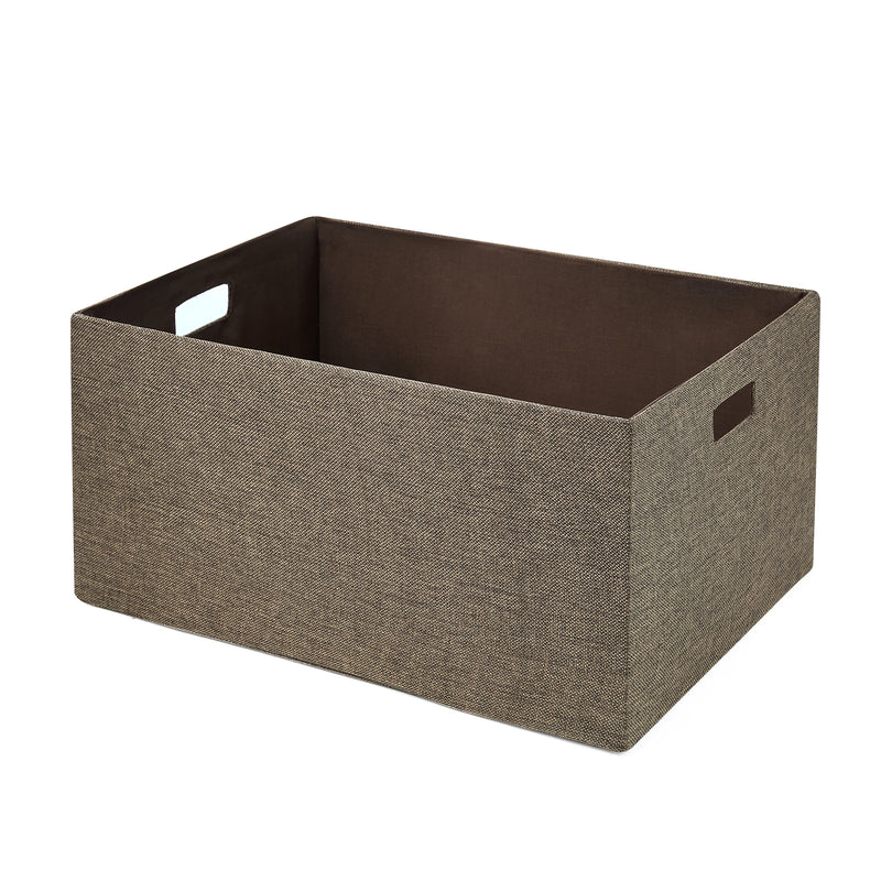 Home Outfitters S/3 Faux Linen Covered Cardboard Rect Storage Bins, Brown