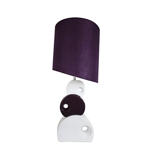 Elegant Designs Purple and White Stacked Circle Ceramic Table Lamp with Asymmetrical Shade