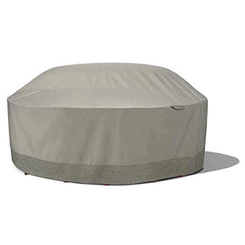 Duck Covers Weekend Water-Resistant Outdoor Round Table & Chair Cover with Integrated Duck Dome, 106 x 32 Inch, Moon Rock, Patio Covers for Outdoor Furniture