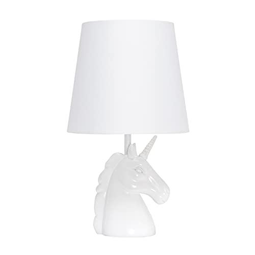 Simple Designs Sparkling Iridescent and White Unicorn Table Lamp