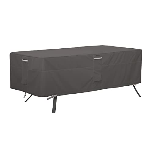 Classic Accessories Ravenna Water-Resistant 72 Inch Rectangular/Oval Patio Table Cover, Outdoor Table Cover, Dark Taupe