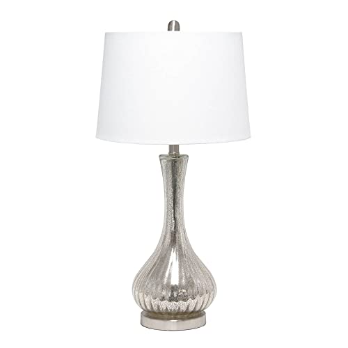Lalia Home Speckled Mercury Tear Drop Table Lamp with White Fabric Shade