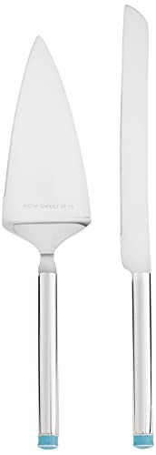 Kate Spade New York Take the Cake Knife and Server 2-Piece Dessert Serving Set, Silver-plate and Turquoise