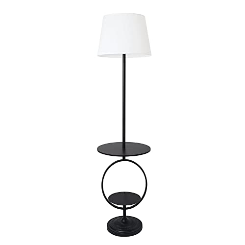 Elegant Designs Bedside Nightstand End Table Dual Shelf Decorative Floor Lamp