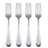 Oneida Satin Sand Dune Everyday Dinner Forks, Set of 4, 18/0 Stainless Steel, Silverware Set, Dishwasher Safe