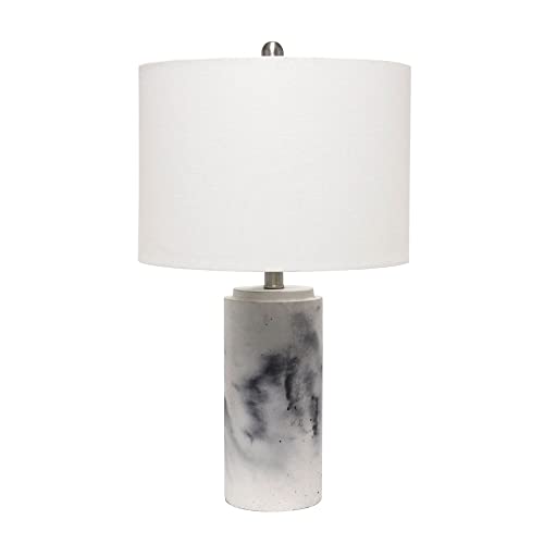 Lalia Home Marbleized Table Lamp with White Fabric Shade,  White