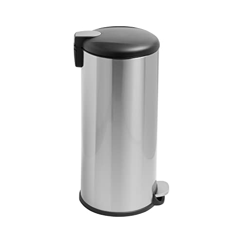 Honey-Can-Do 30L Soft-Close Round Stainless Steel Trash Can TRS-08994 Silver