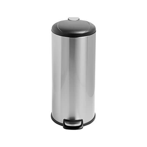 Honey-Can-Do 30L Soft-Close Round Stainless Steel Trash Can TRS-08994 Silver