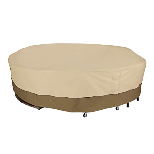 Classic Accessories Veranda Water-Resistant 128 Inch Round General Purpose Patio Furniture Cover, Patio Furniture Covers, Pebble/Bark/Earth