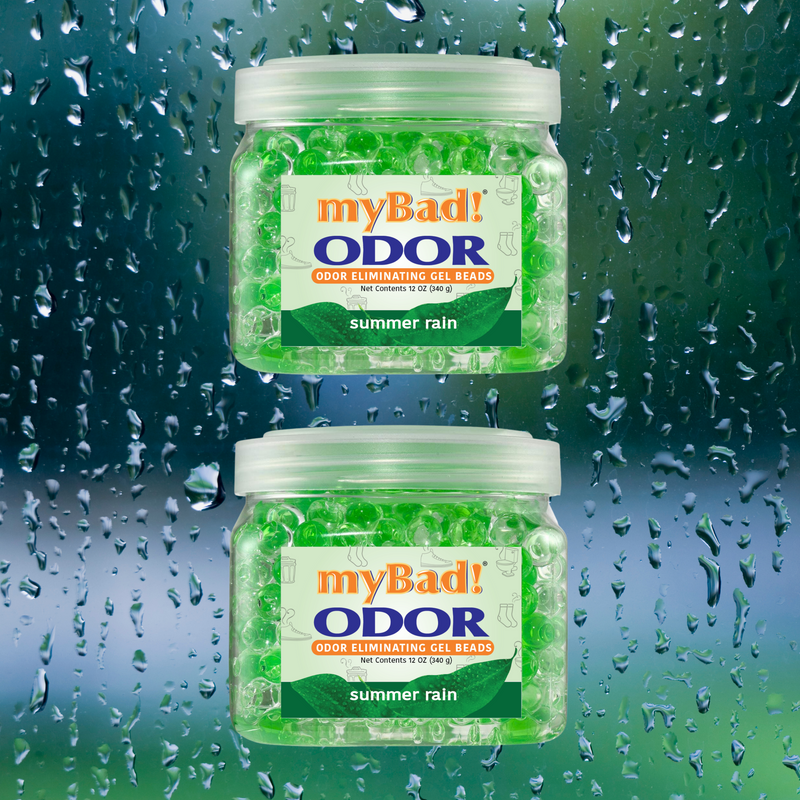 my Bad! Odor Eliminator Gel Beads 12 oz - Summer Rain (2 PACK) Air Freshener - Eliminates Odors in Bathroom, Pet Area, Closets