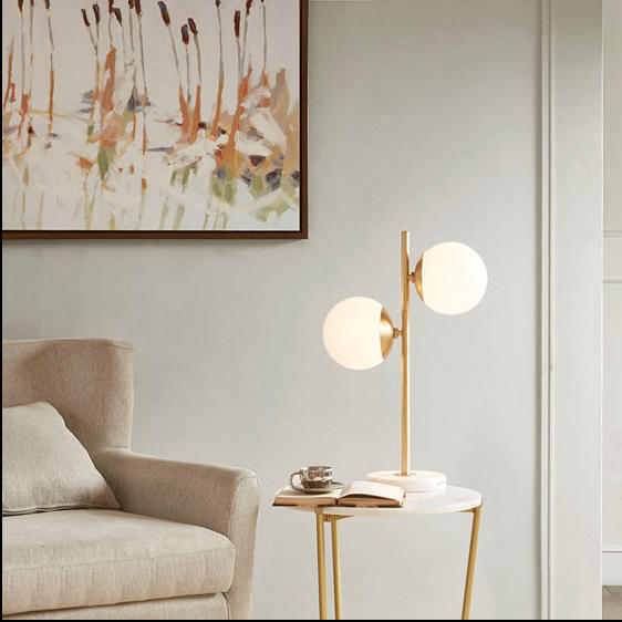 Home Outfitters White/Gold Table Lamp , Great for Bedroom, Living Room, Modern/Contemporary