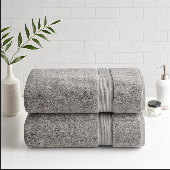 Home Outfitters Silver 100% Cotton Bath Sheet , Absorbent, Bathroom Spa Towel, Transitional