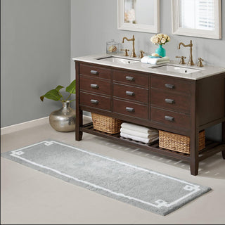 Madison Park Grey 100% Cotton Tufted Rug 24x72", Absorbent Bathroom Floor Mat, Luxury