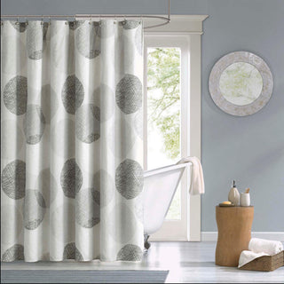 Madison Park Essentials Grey Microfiber Printed Shower Curtain 72x72"