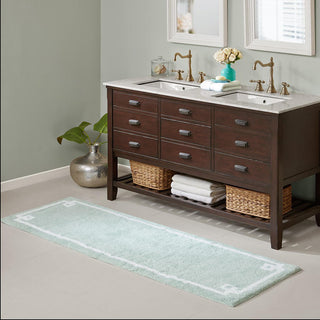 Madison Park Seafoam 100% Cotton Tufted Rug 24x72", Absorbent Bathroom Floor Mat, Luxury