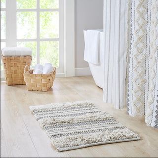 INK+IVY Grey 80% Cotton 20% Polyester Bath Rug 20x32", Absorbent Bathroom Floor Mat, Global Inspired