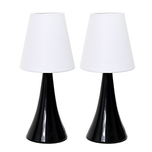 Simple Designs Valencia Colors 2 Pack Mini Touch Table Lamp Set with Fabric Shades