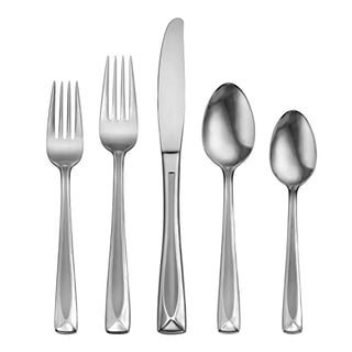 Oneida Satin Lincoln 45 Piece Everyday Flatware Set, Service for 8 , 18/0 Stainless Steel, Silverware Set, Dishwasher Safe