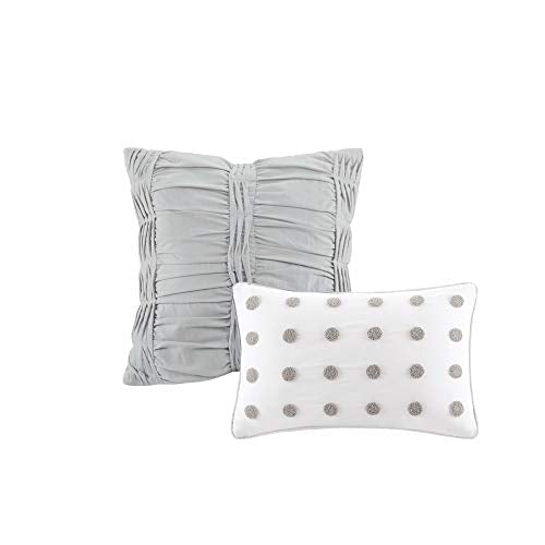Urban Habitat Cotton Comforter Set-Tufts Pompom Design All Season Bedding, Matching Shams, Decorative Pillows, King/Cal King(104 in x 92 in), Brooklyn, Jacquard Ivory 7 Piece