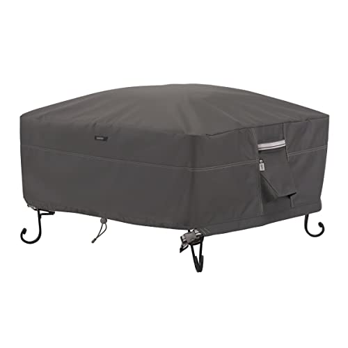 Classic Accessories Ravenna Water-Resistant 30 Inch Square Fire Pit Cover, Outdoor Firepit Cover