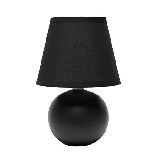 Creekwood Home Nauru 8.66" Traditional Petite Ceramic Orb Base Bedside Table Desk Lamp with Matching Tapered Drum Fabric Shade for Nightstand, End Table, Dorm, Home Décor, Bedroom, Living Room