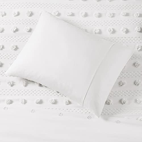 Intelligent Design Clip Jacquard Queen Duvet Cover Set with Ivory ID12-2191