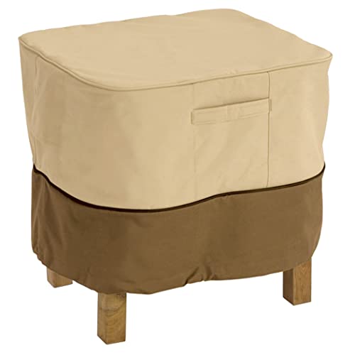 Classic Accessories Veranda Water-Resistant 26 Inch Square Patio Ottoman/Side Table Cover, Outdoor Table Cover