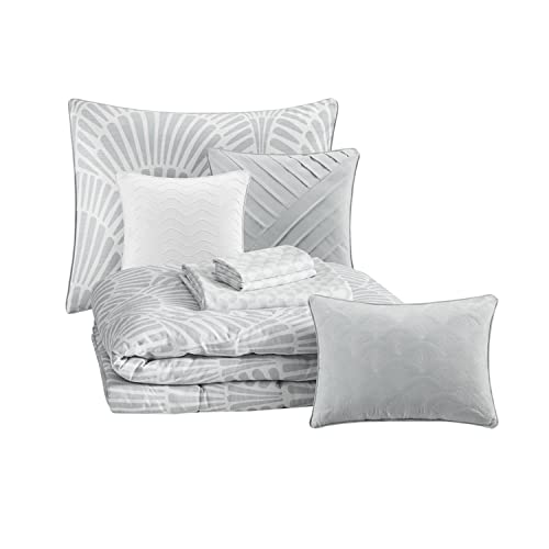 Beautyrest Polyester Printed 10-Piece Comforter Set with Grey BR9144409622-16