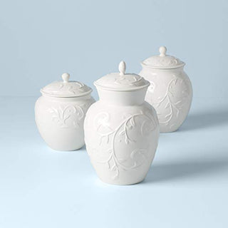 Lenox Opal Innocence Carved 3-Piece Canister Set, 6.00 LB, White