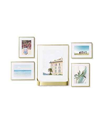Umbra Matinee Gallery Picture Frame 5 Pack Set, 4x6, 5x7, 8x10, Brass