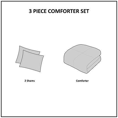 100% Cotton Comforter Mid Century Modern Design All Season Bedding Set, Matching Shams, Full/Queen(88"x92"), Imani, Gray Chenille Tufted Accent 3 Piece