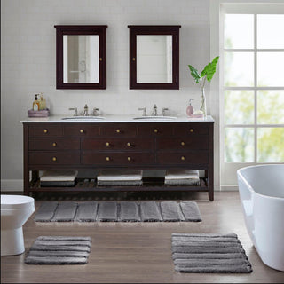 Madison Park Grey 100% Polyester Solid Tufted Rug 24"W x 58"L, Absorbent Bathroom Floor Mat, Casual