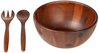 KATE SPADE Deco Dot Salad Bowl with Servers, 1.85 LB, Brown