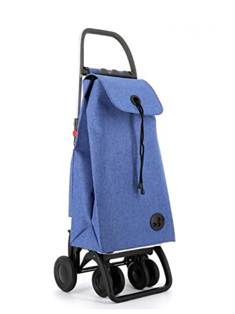 ROLSER I-Max Tweed 4 Wheel 2 Swivelling Foldable Shopping Trolley - Blue