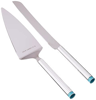 Kate Spade New York Take the Cake Knife and Server 2-Piece Dessert Serving Set, Silver-plate and Turquoise