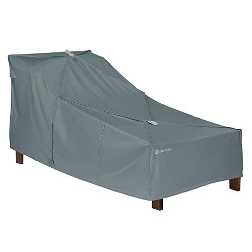 Classic Accessories Storigami Water-Resistant 78 Inch Easy Fold Patio Day Chaise Cover, Monument Grey, Patio Furniture Covers
