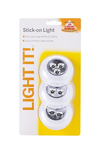 LIGHT IT! By Fulcrum, 30010-308 Stick-On Light, White, 3 pack