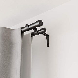 Umbra Cappa Double Curtain Rod, Includes 2 Matching Finials, Brackets & Hardware, 66 to 120-Inch, Brushed Black by Umbra