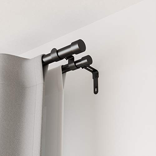 Umbra Cappa Double Curtain Rod, Includes 2 Matching Finials, Brackets & Hardware, 66 to 120-Inch, Brushed Black