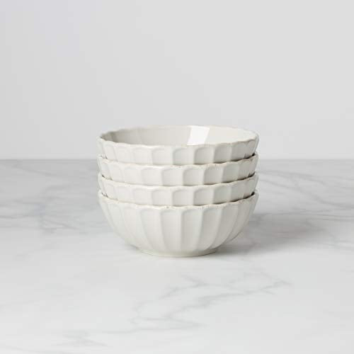 Lenox French Perle Scallop 4-Piece Bowl Set, 4.00 LB, White