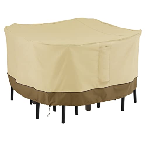 Classic Accessories Veranda Water-Resistant 66 Inch Square Bar Table & Chair Set Cover, Patio Covers for Outdoor Furniture