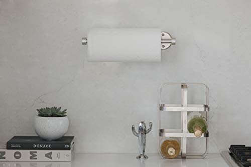 Umbra Cappa Paper Towel Holder – Modern Under Cabinet or Wall Mount Dispenser (Horizontal or Vertical), 14"L x 4"W x 2.6"H, Nickel